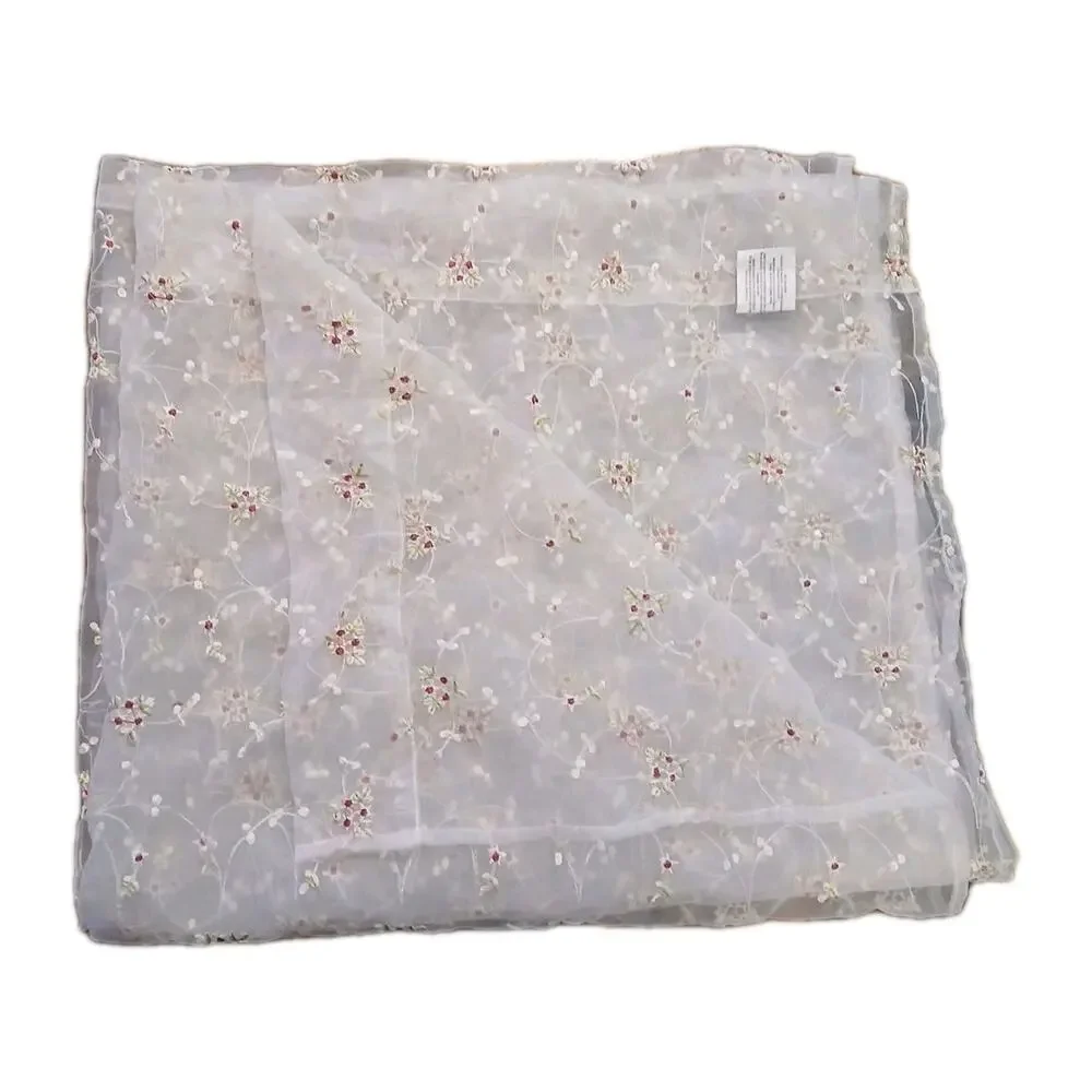 KIDSLine‎ Sheer Single Curtain Panel Pink White Green Flowers Vines 80